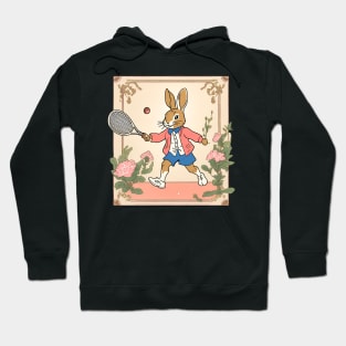 Tennis Balling by a Vintage Rabbit Tennis Player Hoodie